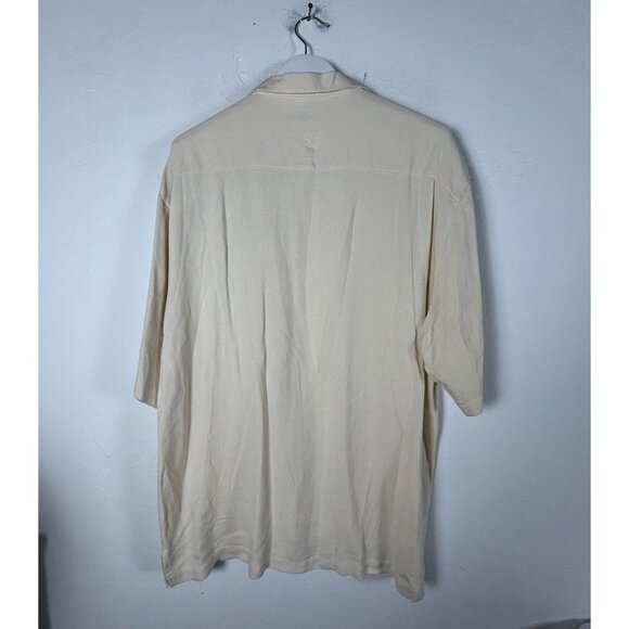 Tommy Bahama Mens Beige Short Sleeve 100% Silk Button-Up Camp Shirt XL Casual - Picture 2 of 7